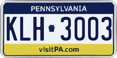 PA license plate KLH3003