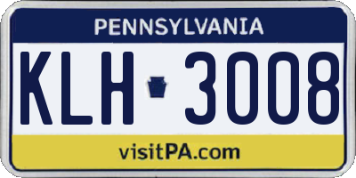 PA license plate KLH3008