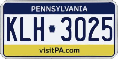 PA license plate KLH3025