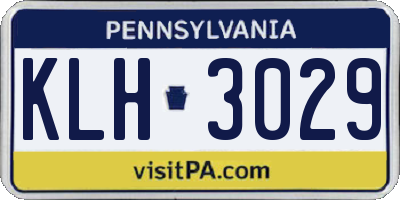 PA license plate KLH3029