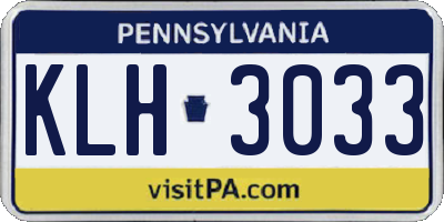 PA license plate KLH3033