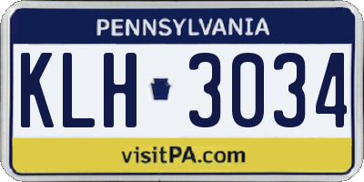PA license plate KLH3034
