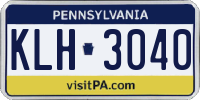 PA license plate KLH3040