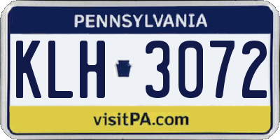 PA license plate KLH3072