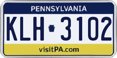 PA license plate KLH3102