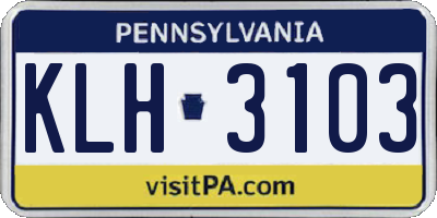 PA license plate KLH3103
