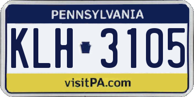 PA license plate KLH3105