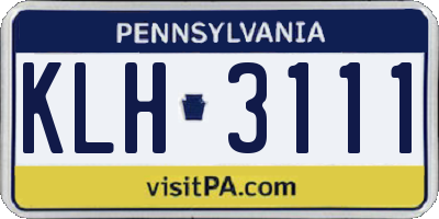 PA license plate KLH3111