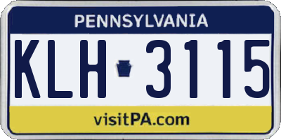 PA license plate KLH3115