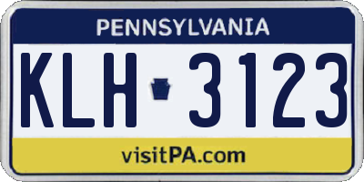 PA license plate KLH3123