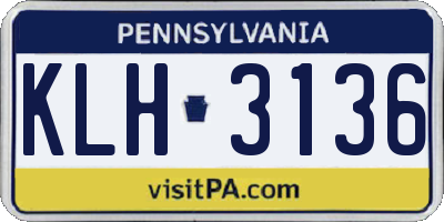 PA license plate KLH3136