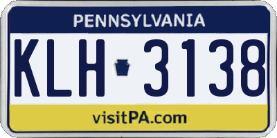 PA license plate KLH3138