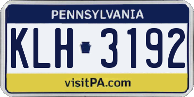 PA license plate KLH3192