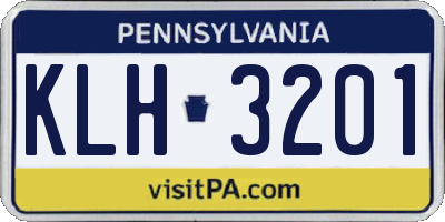 PA license plate KLH3201