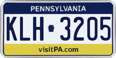 PA license plate KLH3205