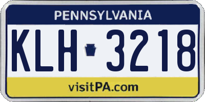 PA license plate KLH3218