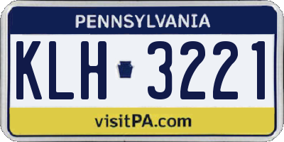 PA license plate KLH3221