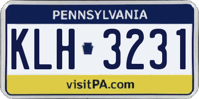 PA license plate KLH3231