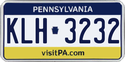 PA license plate KLH3232
