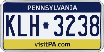 PA license plate KLH3238