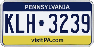 PA license plate KLH3239