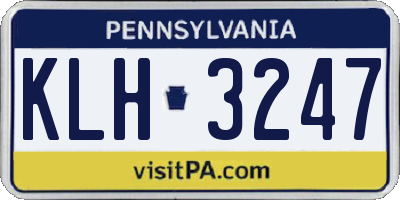 PA license plate KLH3247