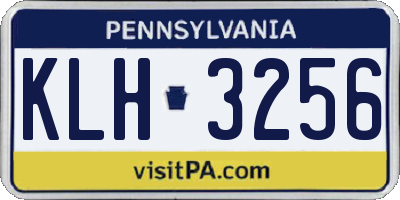 PA license plate KLH3256