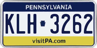 PA license plate KLH3262