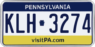 PA license plate KLH3274
