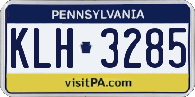 PA license plate KLH3285