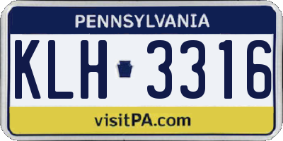 PA license plate KLH3316
