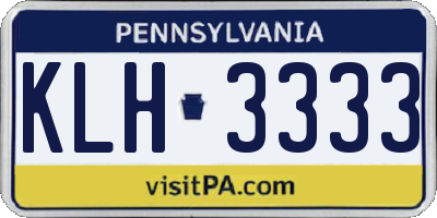PA license plate KLH3333