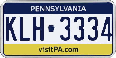PA license plate KLH3334