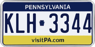 PA license plate KLH3344