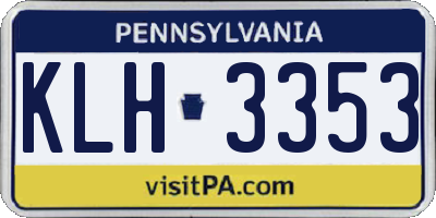 PA license plate KLH3353