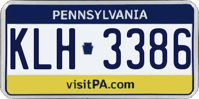 PA license plate KLH3386