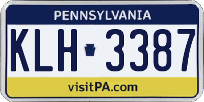PA license plate KLH3387