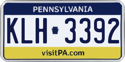 PA license plate KLH3392