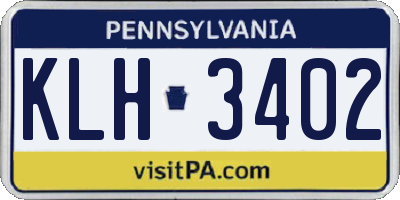 PA license plate KLH3402