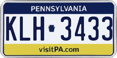 PA license plate KLH3433