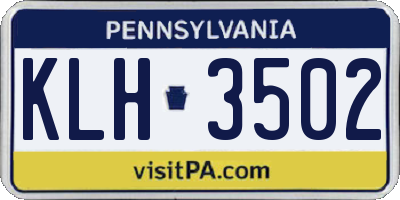 PA license plate KLH3502