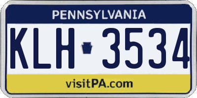 PA license plate KLH3534
