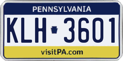 PA license plate KLH3601