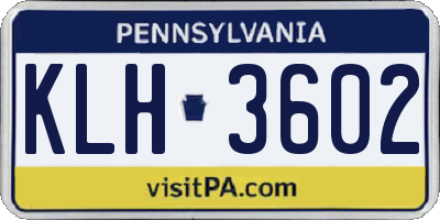 PA license plate KLH3602