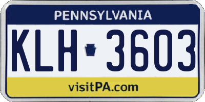 PA license plate KLH3603