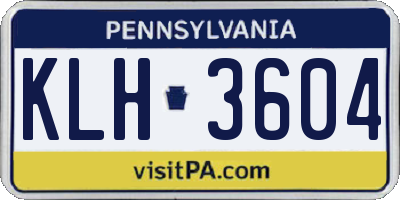 PA license plate KLH3604
