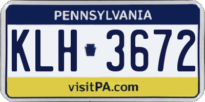 PA license plate KLH3672