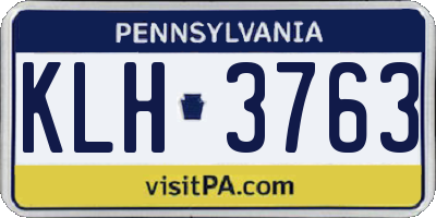 PA license plate KLH3763