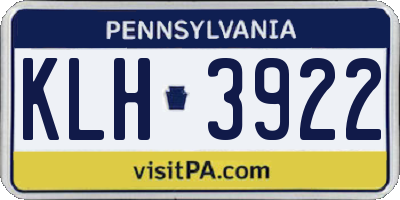 PA license plate KLH3922