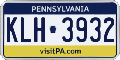 PA license plate KLH3932